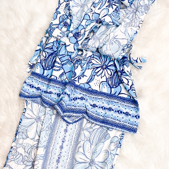 Lilly Pulitzer Donna Maxi Romper Succulent Blue Coronado Crab NWT Size 2 - Picture 5 of 9